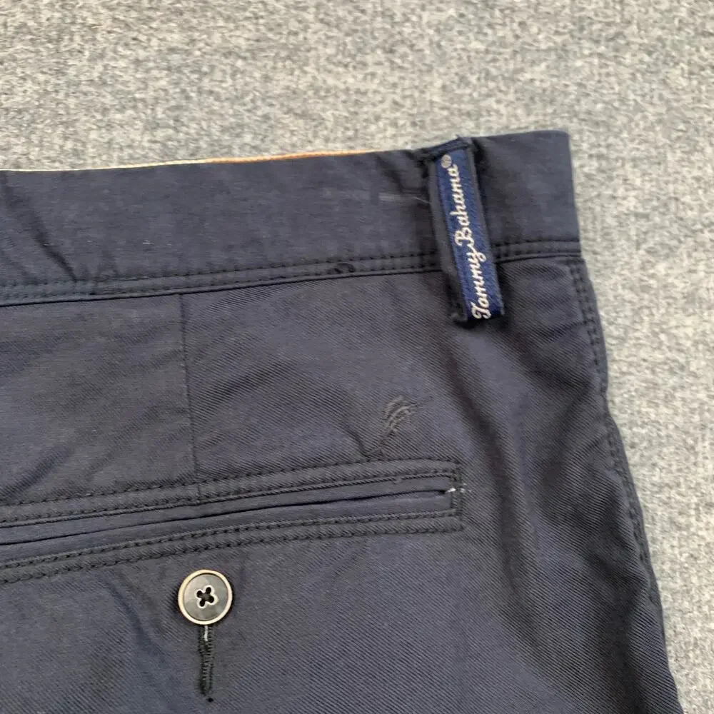 Tommy Bahama Shorts Mens 36 Navy Blue Cotton Blend Stretch Flat Front Chino Golf